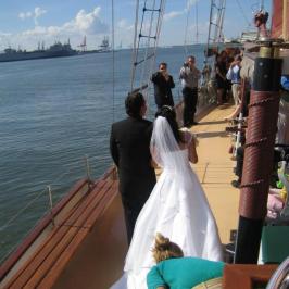 American Rover Bride Walking Down Aisle